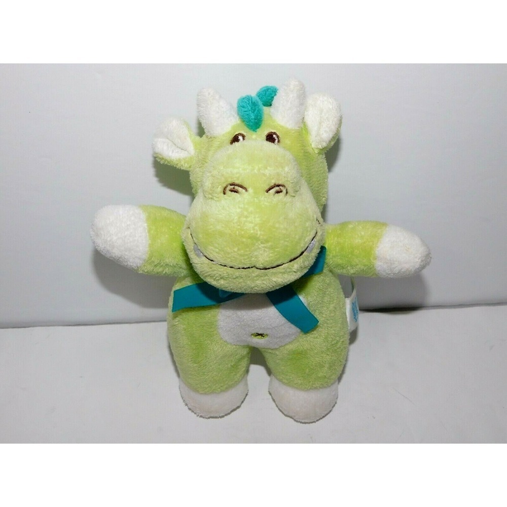 Honey Bunny Green Plush Rattle Dinosaur 8.5" Stuffed Baby Lovey Comforter Toy